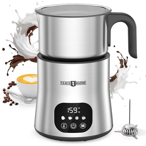 Image of Milk Frother and Steamer, PARIS RHONE 4 in 1 Variable Temp Milk Steamer, 650ml Smart Touch Control Milk Warmer, Dishwasher Safe, Memory Function for Latte & Hot Chocolate