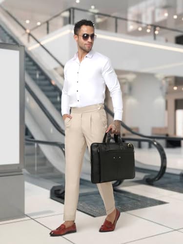 Image of TEAKWOOD LEATHERS Unisex Genuine Leather Textured Laptop Bag | Stylish & Durable Office Bag | Spacious & Elegant Business Messenger Bag for Men & Women