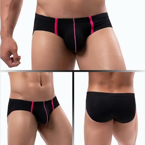 Men's Briefs Sexy Low Rise Pouch Nylon Bikini Underwear Underpants 4 Pack4