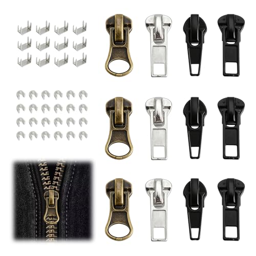 Tmzeloa Juego De Reparación De Cremalleras, 48 Piezas, 5, Juego De Reparación De Cremallera, Juego De Repuesto Universal Con Cremalleras Deslizantes, Cremallera De Repuesto Para Chaquetas, Bolsos