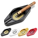 CIGARLOONG Cigar Ashtray with 2 Holders Travel Ash Tray for Indoor and Outdoor,Black(1 Piece)