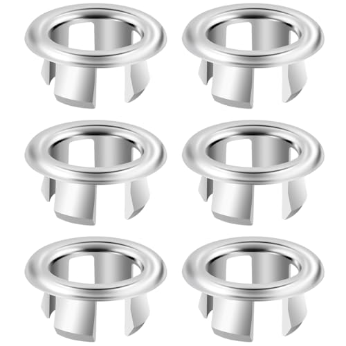 FOMGIIN 6 Piezas Anillo de Desbordamiento de Fregadero, Tapa Redonda de Desbordamiento del Orificio, embellecedor lavabo Cubierta de Anillo de Rebosadero de Fregaderos, para Cocina, Baño