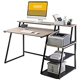 【HOMOOI Design】 Tiene la moda de costura de dos colores, Equippes Monitor Riser y un gran espacio de almacenamiento para la impresora de uso doméstico y otras suministros de oficina y escolares