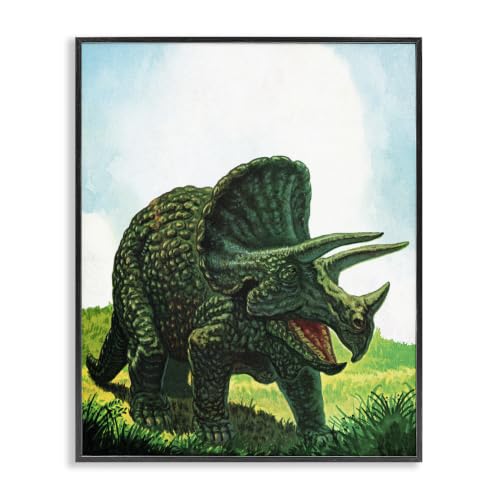 The Kids Room by Stupell Dinosaur Field Blue Green Kids Nursery Painting Framed Wall Art, 16x20, Multi-Color