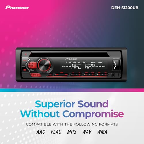 Pioneer DEH-S1200UB 1-Din CD Receiver – USB, AUX, FLAC Playback, AM/FM Radio, 50W x 4 Output, MIXTRAX, Detachable Face, Preset EQ, Bass Boost, Remote Control Included by PIONEER - Image 4