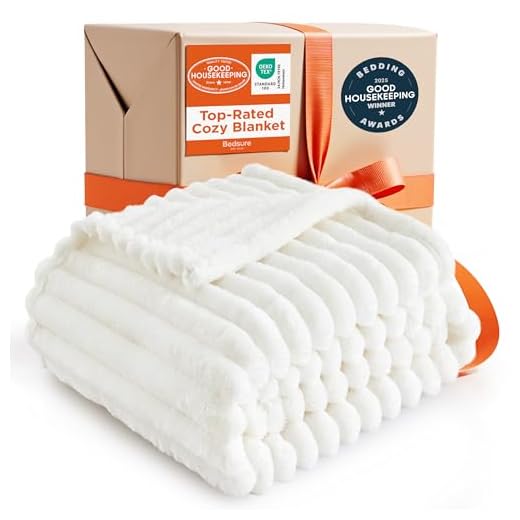 Bedsure White Throw Blanket for Couch - GentleSoft Cozy Soft Blankets for Women, Cute Small Fleece Throws for Girls, Birthday Gifts for Women, Mothers Day Decor Gifts for Mom, Off White, 50x60 Inches