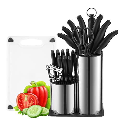 Grilljoy Kitchen Knife Set With Block Set, 20 Pieces High Carbon Stainless Steel Knife Set, Kitchen Knives Set With Cutting Board- Kitchen Knives For Chopping, Slicing, Dicing & Cutting #TOP18