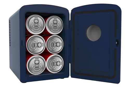 Frigidaire Mini Personal Fridge Cooler, 1 Gal Capacity fits 9 Cans, Includes Plugs for Home Outlet & DC Charger - 9.84" D x 7.09" W x 10.35" H, Indigo Denim Fabric Door - image 5
