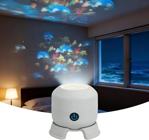 Projecteur LED rotatif dynamique, lampe de projecteur rechargeable par USB avec motifs flocons de neige, océan, luminosité réglable, projection multi-angles...