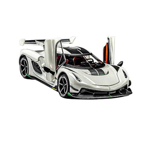 Therina Toy Cars Model Jesko 1/24 White Alloy Collectibles Die-cast Vehicles with Sound and Light