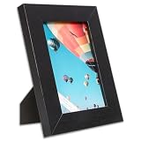 The Display Guys - Minimalist Wooden Picture Frame w. Tempered Glass - 4x6 - Tabletop Easel - Black