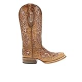 Corral Boots Womens Glitter Inlay Embroidered Square Toe Casual Boots Mid Calf Mid Heel 2-3' - Brown - Size 8.5 B