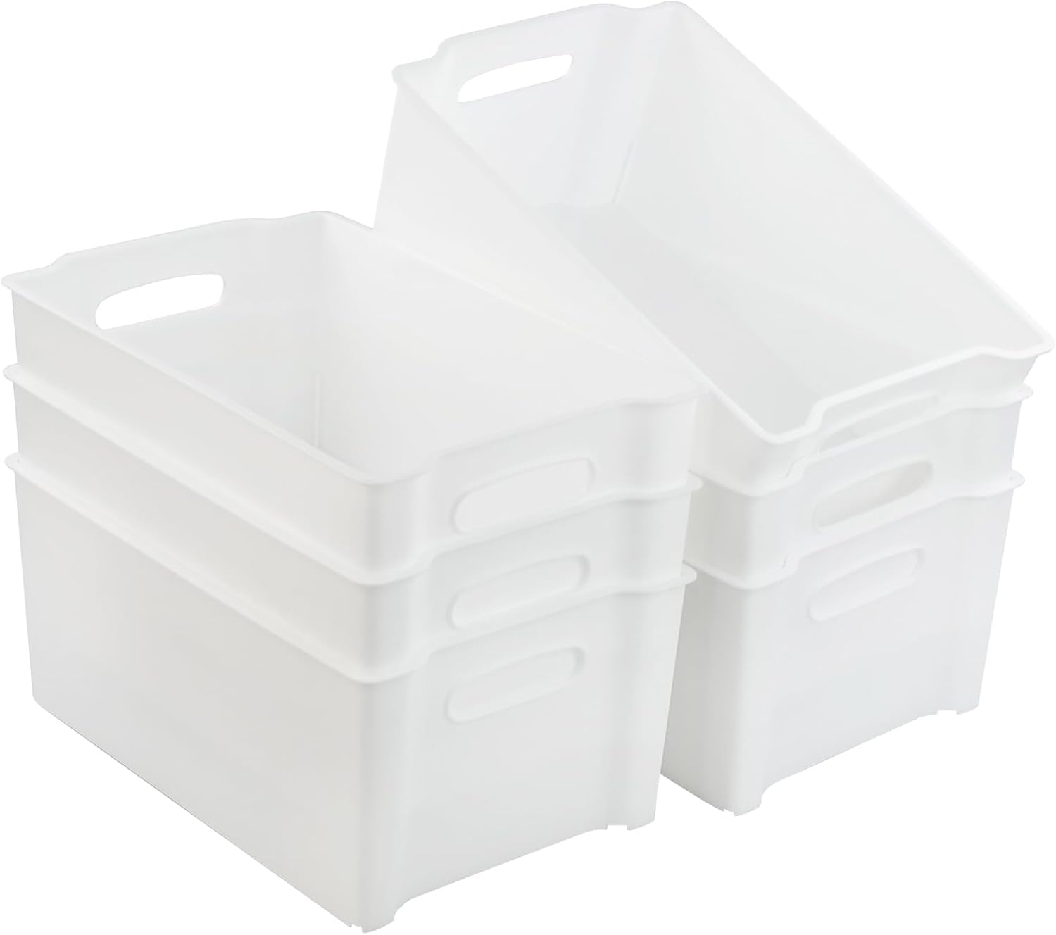Qqbine Plastic Stackable Open Storage Boxes, Plastic Storage Baskets