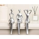 Quoowiit Thinker Statue - Office & Home Decor, Silver Art Sculpture - 3 Piece Set - Image 2
