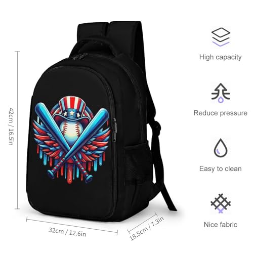 Baseball Home Plate Drip American Flag Game Day Backpack Large Capacity Backpacks Leisure Travel Daypack 12.6X7.3X16.5 Inch2