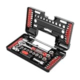 INTERTOOL 57-Piece Mini Drive Socket Wrench Set, 1/4-inch Quick Release Ratchet SAE Small Kit, Screw