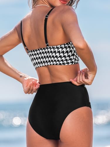 Image of CUPSHE Women's Bikini Sets Two Piece Swimsuit High Waisted V Neck Twist Front Adjustable Spaghetti Straps Bathing Suit