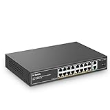 MokerLink 16 Port Gigabit PoE Switch, 2 Gigabit Uplink, 250W IEEE802.3af/at, Rackmount Unmanaged...
