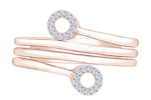 Aria Jewels White Diamond Wrap Fashion Cocktail Ring in 14K Rose Gold Over Sterling Silver (0.06 cttw) Ring Size - 6