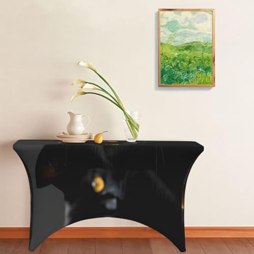 Nappe imperméable élasthanne 1,2m housse table infroissable yeux chat noirs - 7