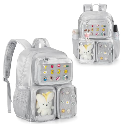 Image of Ita Bag Pin Display Backpack with Insert, Kawaii Aesthetic Backpack | Ita Backpack with 3 Clear-Window Pockets, Laptop Sleeve, Aesthetic Backpack for Cosplay & Concert(Pins NOT Included)