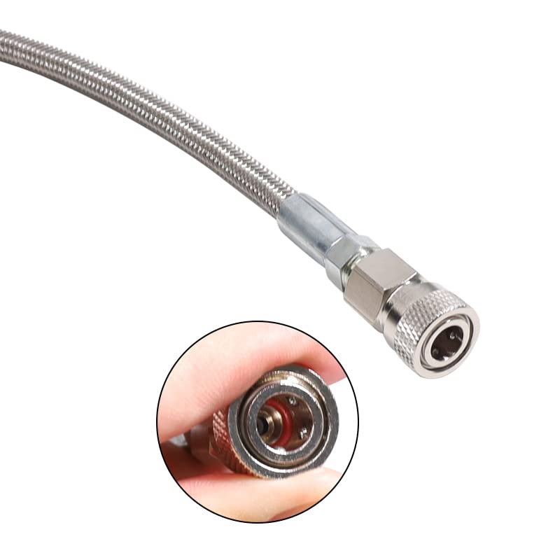 TUXING 4500Psi Pcp Paintball Airsoft Fill Whip Schlauchverlängerung, 60inch 1.5m Edelstahl Air Filling Station Ladesystem mit 8mm männlich und weiblich Qick Stecker