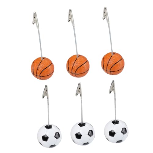 TEHAUX 6pièces Clips Photos Sportifs Supports Résine Pour Photos Et Messages Thème Ballon De Sport Décoration De Maison Et
