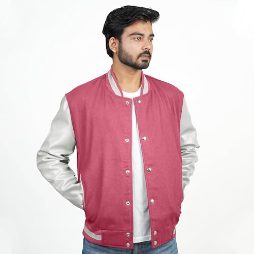 Image of Men's Fashion Varsity Jacket Causal Slim Fit Wool Letterman Baseball Bomber Jackets