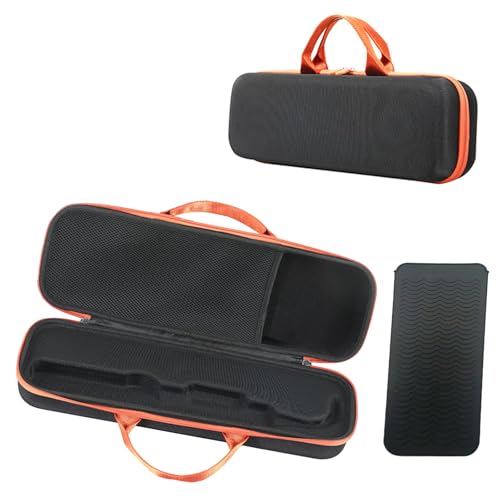 NUHFUFA Hard Carry Case for Airstrait HT01 Hair Dryer Straightener, with Silicone Insulated Mat Portable Travel Storage Case Shockproof Waterproof EVA Protective Bag for Home Vacation(Black)