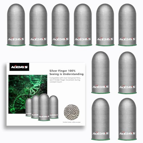 ACEDAYS Gaming Finger Sleeves,100% Visible Silver Fibers,Just Right Pressure/Breathable/Sweatproof, Upgrade Gaming Gloves for PUBG Mobile/Knives Out/Call of Duty Mobile（10pcs） M