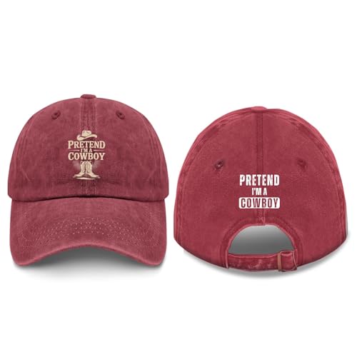 Pretend I'm A Cowboy Hats for Grandpa Washed Distressed Baseball Cap