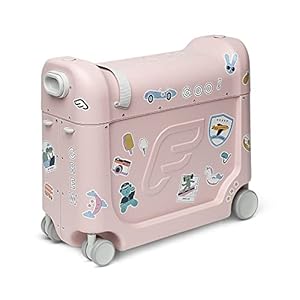 JetKids by Stokke BedBox, Pink Lemonade – Kid’s Ride-On Suitcase & In-Flight Bed – Help Your Child Relax & Sleep on the Plane – Approved by Many Airlines – Best for Ages 3-7