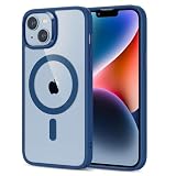 ESR Cover Magnetica per iPhone 14/ iPhone 13, Compatibile con MagSafe, Custodia con HaloLock, Protezione antiurto di livello militare, Retro resistente ai graffi, Blu trasparente