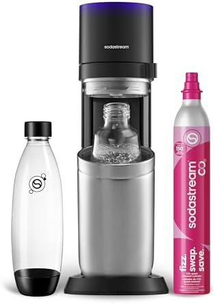 SodaStream E-Duo Sparkling Water Maker (Black) with 60L CO2, 1 BPA- Free Carbonating Bottle and (1)1L Glass Bottle