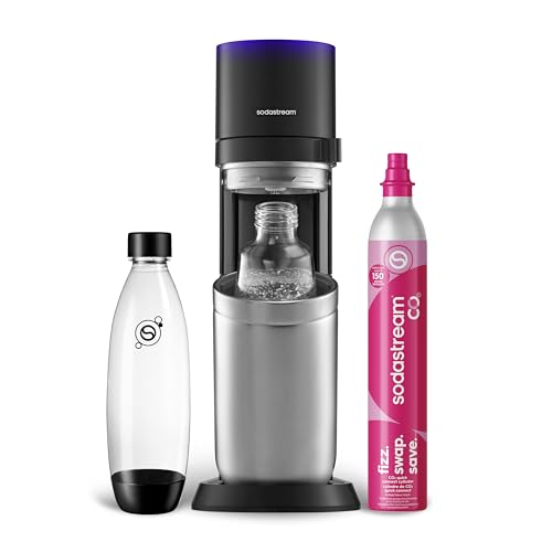SodaStream E-Duo Sparkling Water Maker (Black) with 60L CO2, 1 BPA- Free Carbonating Bottle and (1)1L Glass Bottle