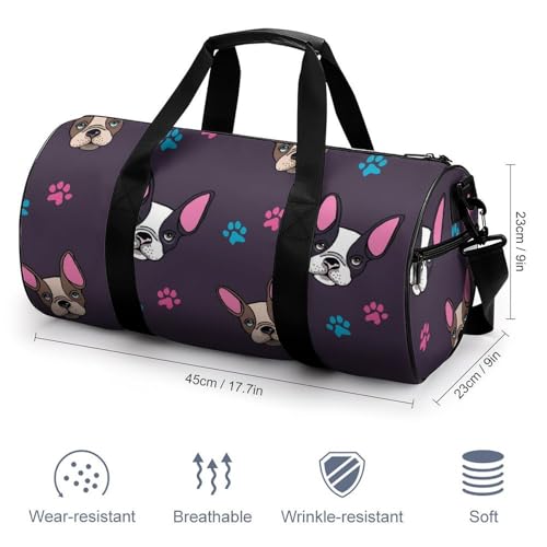 Sac de sport bouledogue 45x23x23cm pour gym et voyage