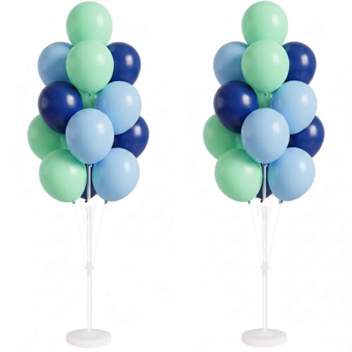 Image of Balloon Column Stand Kit with Balloons, Base and Pole, Balloon Column Kit for Floor or Table Backdrop Decoration for Party Wedding Baby Shower Birthday Graduation (Blue Mint)