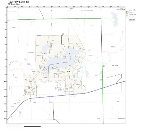 ZIP Code Wall Map of Paw Paw Lake, MI ZIP Code Map Not Laminated