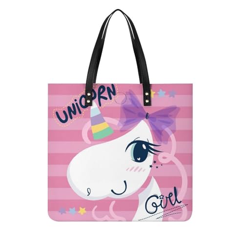 Tote bag femme rayures licorne, sac à main shopper de voyage 39x39cm