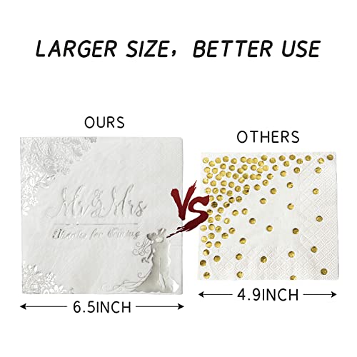 200 Pcs Silver Wedding Napkins For Reception Mr And Mrs Wedding Cocktail Napkins, Disposable Napkins For Wedding, Engagement , Bridal Shower Party Decorations #TOP4