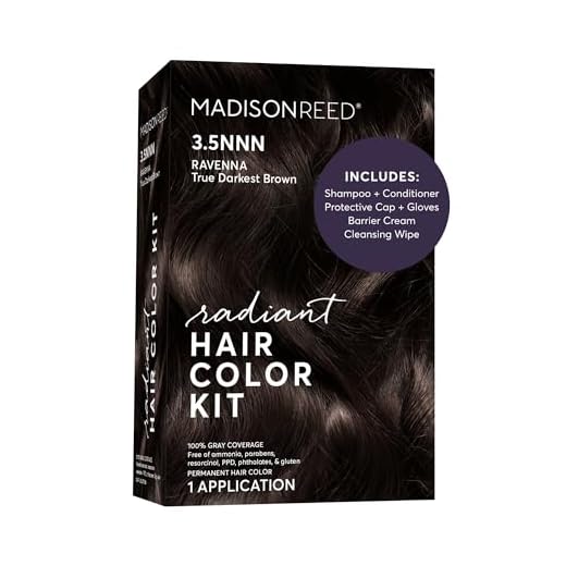 Madison Reed Radiant Hair Color Kit, Permanent Hair Dye, 100% Gray Coverage, Ammonia-Free, Ravenna Brown 3.5NNN Darkest Brown for Resistant Grays, Pack of 1