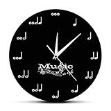 ICECHEN 12 Inch Wall Clocks-Music is Life Wall Clock Music Notes Musical Clock Treble Clef Stave Music Studio Hanging Wall Watch Musician Gift