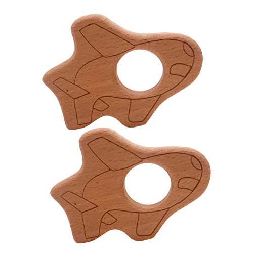 MOBUTOFU 2個 歯固めアクセサリー スムルース toys トイ to-y マット 魚 飛行機 新生児 遊ぶ 自己鎮静歯固め のおもちゃ 歯ぎしりツール 鎮痛歯固め 木製