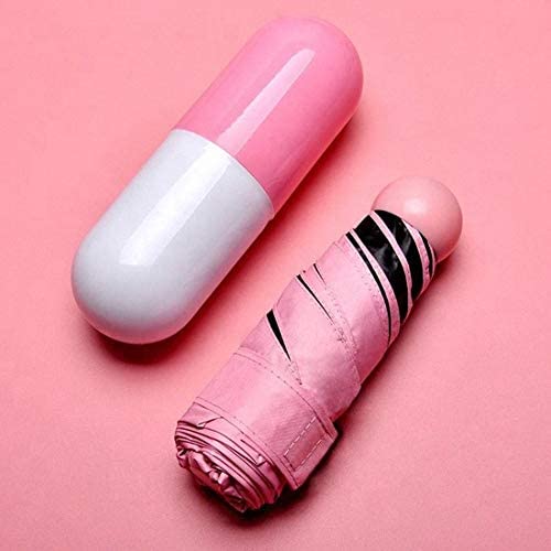 Image of Small 5 Folding Compact Pocket Size Umbrella With Cute Capsule Case - Heavy Quality Foldable