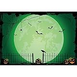 7x5ft Green Halloween Photo Backdrop for Parties Large Pumpkin Patch Moon Picture Photography Backgr