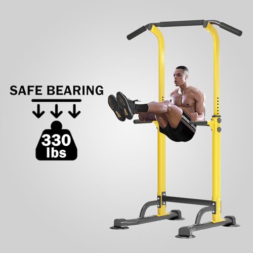 Image of SogesPower Power Tower Dip Station Pull Up Bar for Home Gym Adjustable Height Strength Training Workout Equipment,Pull Up Bar Station