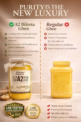 Image of Elizona Organic A2 Gir Cow Ghee Made Using Traditional Bilona Method || Grass-Fed & Healthy || Glass Bottle Packaging II Lab Tested (100 ML)