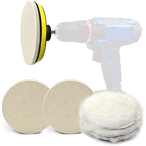 Polishing Buffer Pads,125mm 8PCS Car Polishing Pad Buffing Wool Wheel for Drill Woolen Wax Pad and Hook Loop Backing Plate with 8mm M14 Drill Adapter for Car & Boat Polishing Cover