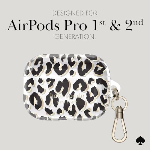 Image of kate spade new york AirPods Pro Protective Case with Keychain Ring - City Leopard, Compatible with AirPods Pro 2nd / 1st Generation