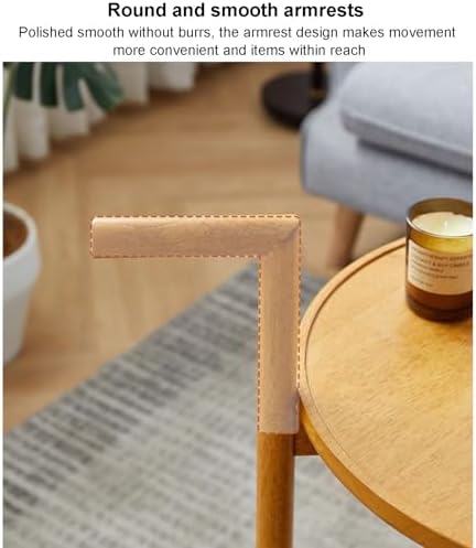 Multi-Purpose 2-Tier Storage Cart with Wheels & Handle - Compact Side Table for Small Spaces, Ideal for Living Room, Kitchen & Office (Natural, 43x43x75cm)